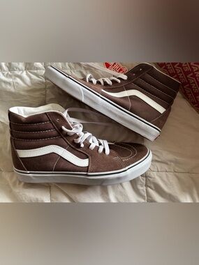 Vans Brown & White High-Top Canvas Sneakers NWT